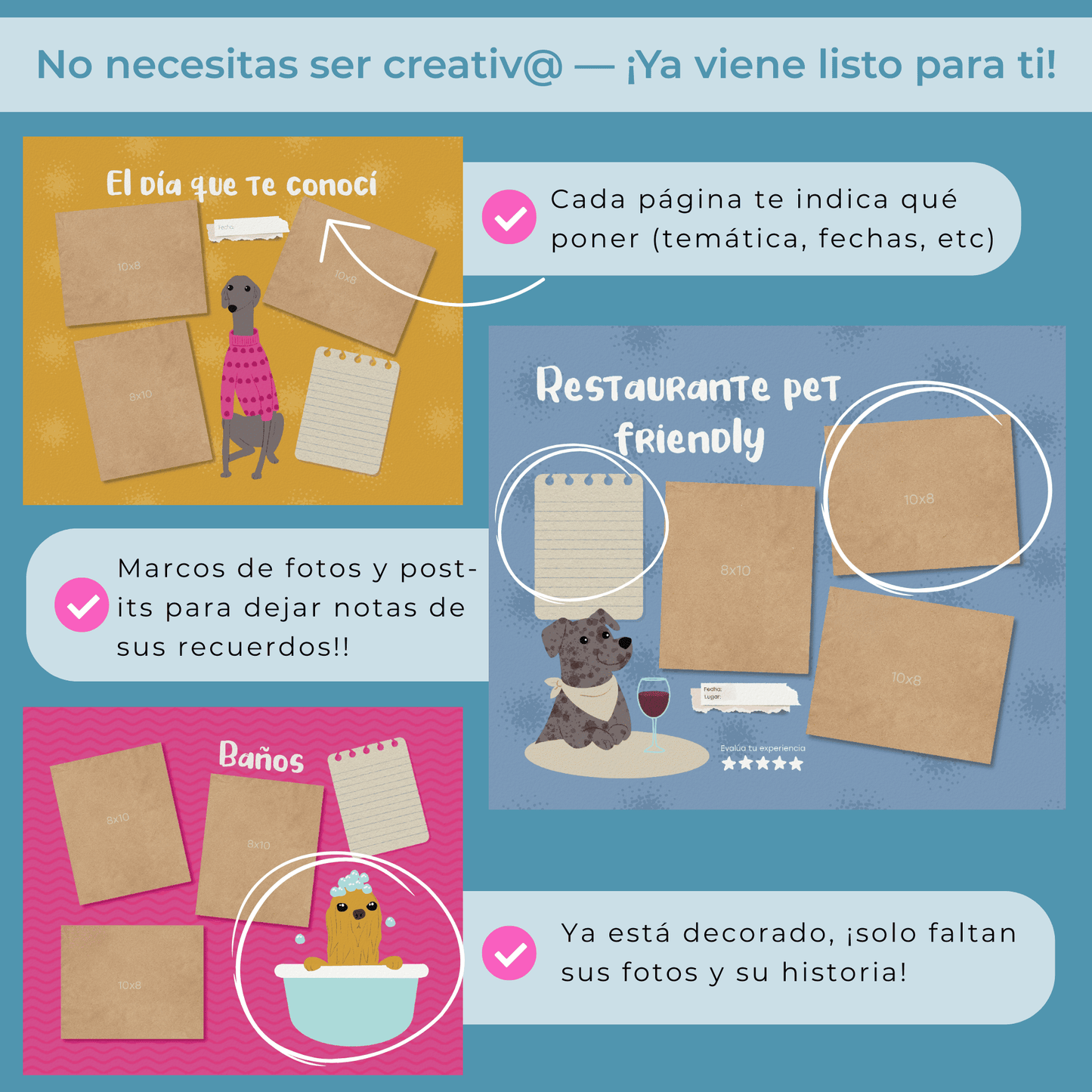 Pack Amor, Aventuras y Huellas 💖🌄🐾: libro de aventuras 70 actividades + álbum para parejas "Nuestra historia"+ álbum para perritos