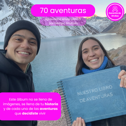 Álbum para Aventureros (parejas/familias) - "NUESTRO LIBRO DE AVENTURAS" - descubre 70 lugares/actividades + Empaque de REGALO