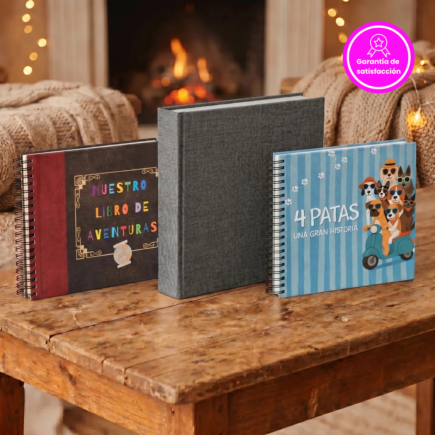 Pack Aventuras en Familia 🐣🐾🌄: libro de aventuras 70 actividades + álbum de bebés artesanal 0-18 años + álbum para perritos