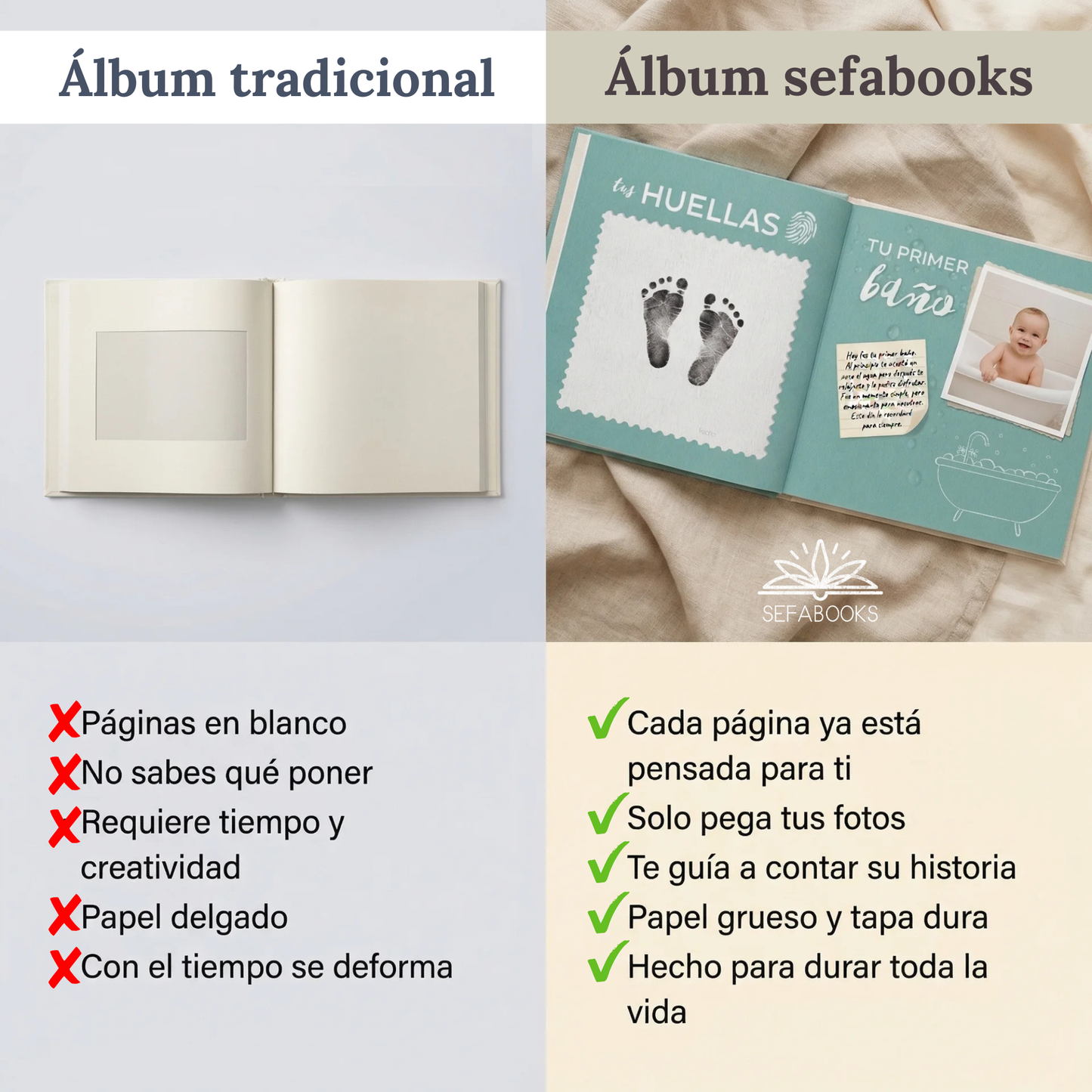 Álbum para bebé ARTESANAL - Su vida de 0 a 18 años + Empaque de REGALO