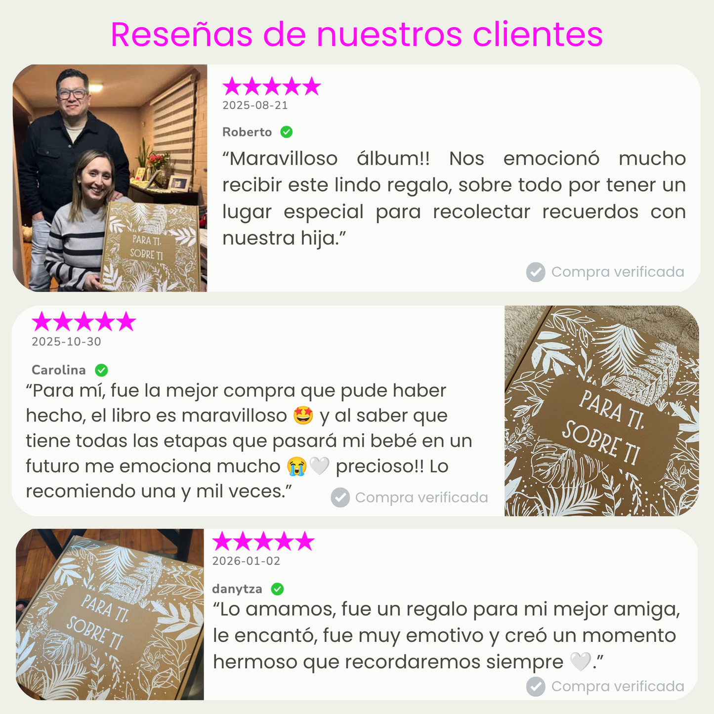 Álbum para bebé ARTESANAL - Su vida de 0 a 18 años + Empaque de REGALO