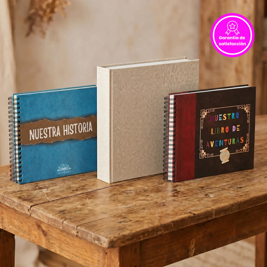 Pack Familia, Amor y Aventuras 💖🐣🌄: álbum para parejas "Nuestra historia" + álbum de bebés artesanal 0-18 años + libro de aventuras 70 actividades
