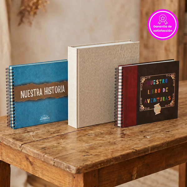 Pack Familia, Amor y Aventuras 💖🐣🌄: álbum para parejas "Nuestra historia" + álbum de bebés artesanal 0-18 años + libro de aventuras 70 actividades