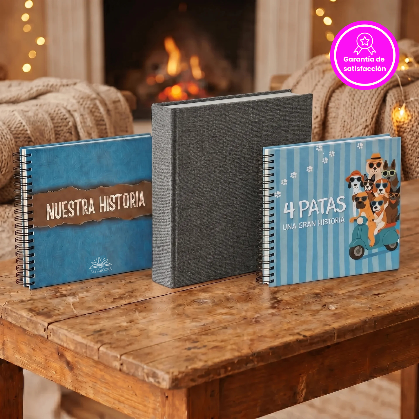 Pack Historias de Nuestro Hogar 🐣❤️‍🩹🐾: álbum para parejas "Nuestra historia" + álbum de bebés artesanal 0-18 años + álbum para perritos