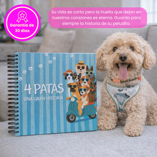 Álbum para perritos "4 patas, una gran historia" + Guía veterinaria + Empaque de REGALO